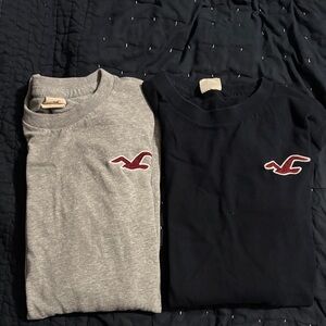 Hollister Gray and Black Tees with Red Logo